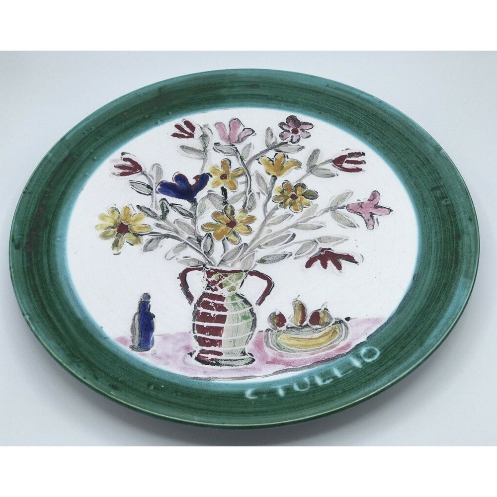 LARGE 13 Inch‎ Charles Tullio Colorful Floral Still Life Charger / Platter